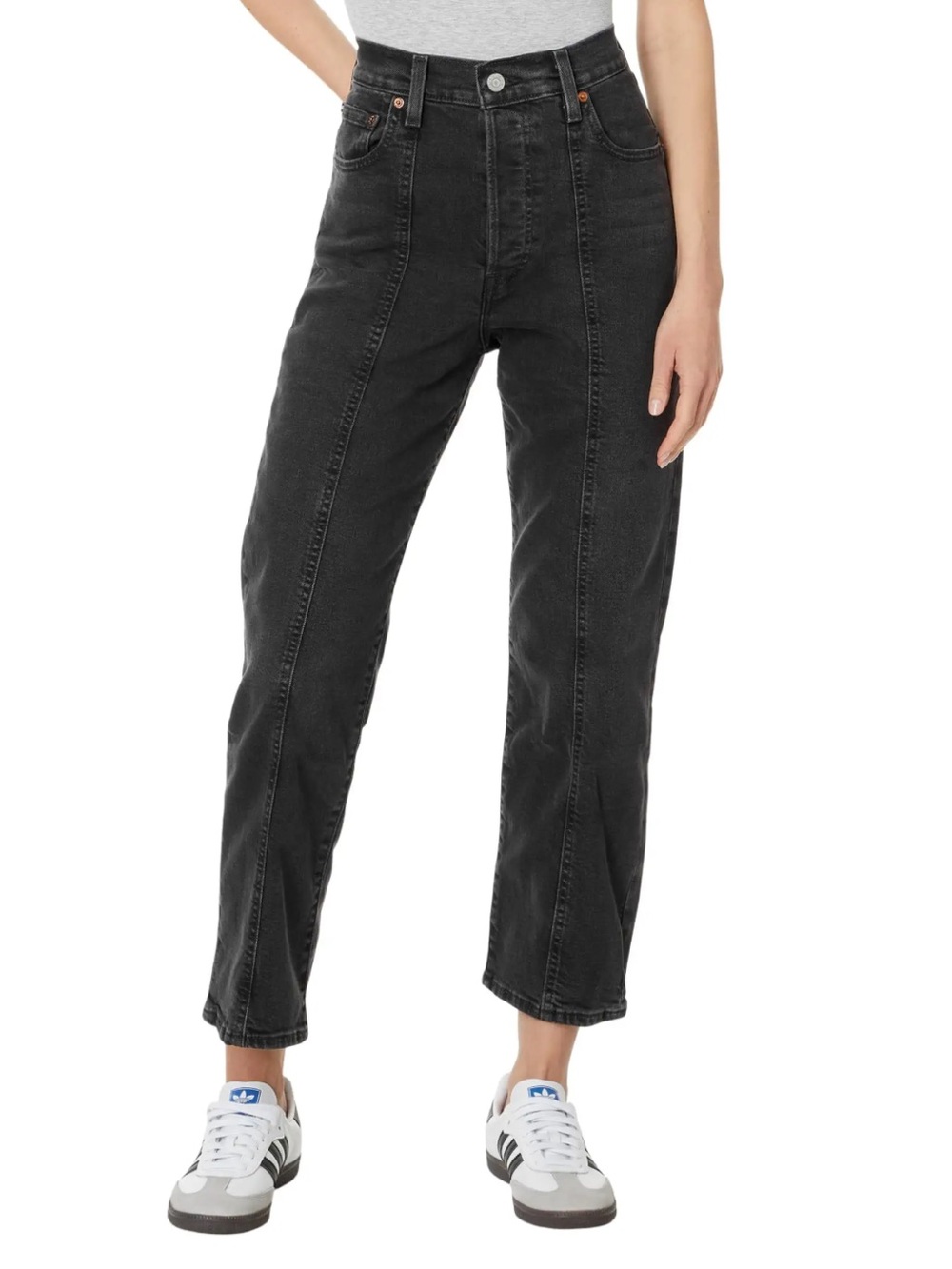 Levi’s Ribcage Straight Seamed Jeans 27 Washed Black High Rise Ankle Pants